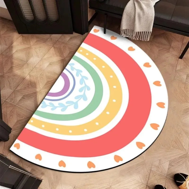 Semicircular Rainbow Floor Mat – Non-Slip Absorbent Door Mat