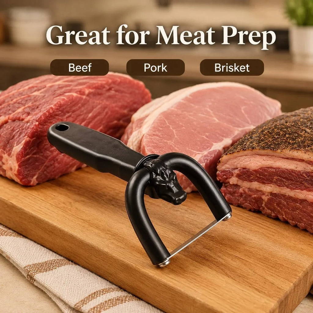 Handheld Manual Meat Slicer & Fat Trimmer – Curved Handle