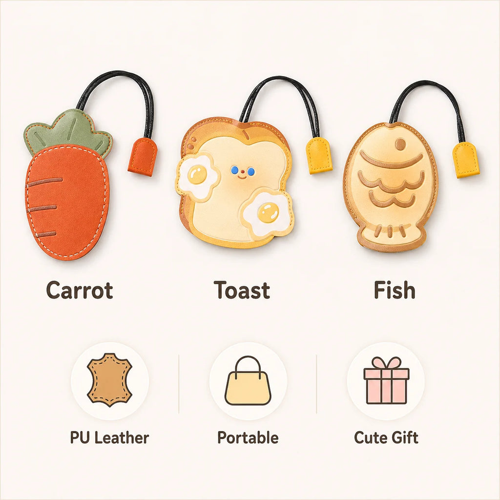 Cute Cartoon PU Leather Pull-Out Key Bag – Large Capacity