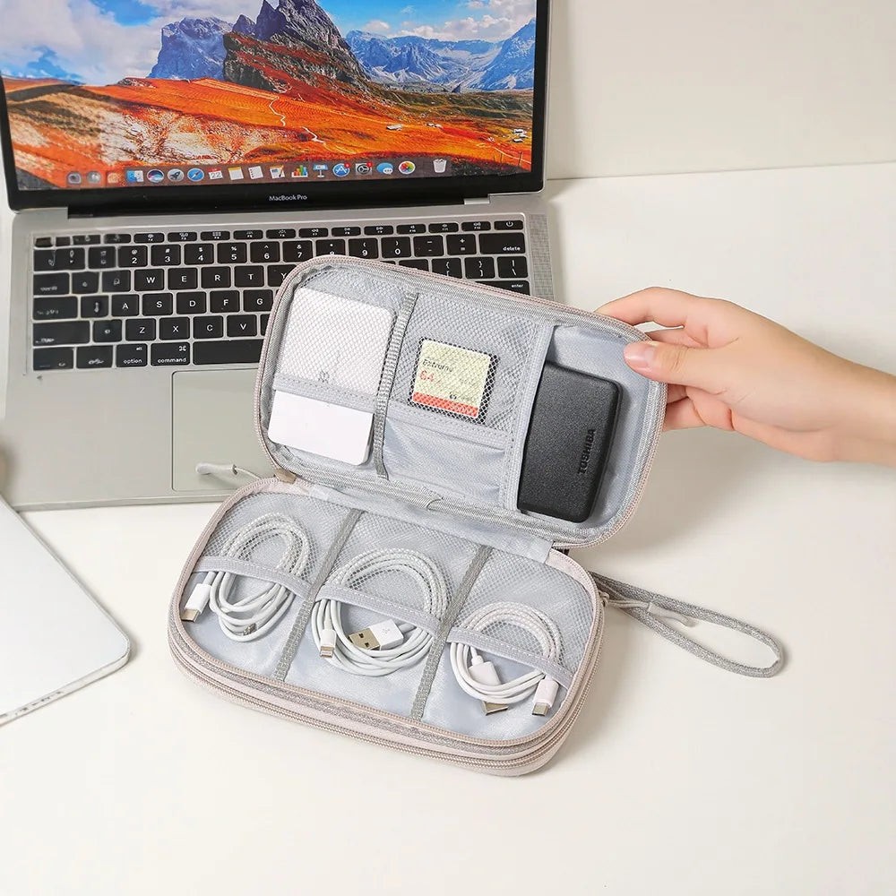 Waterproof Travel Cable Organizer Bag | Double Layer Carry Case