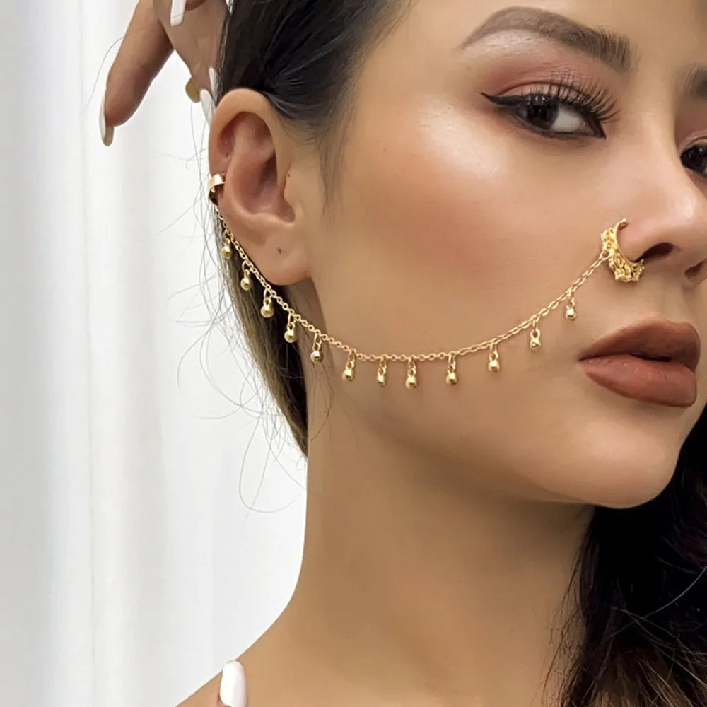 Pearl Butterfly Tassel Earrings & Nose Clip | Punk Style