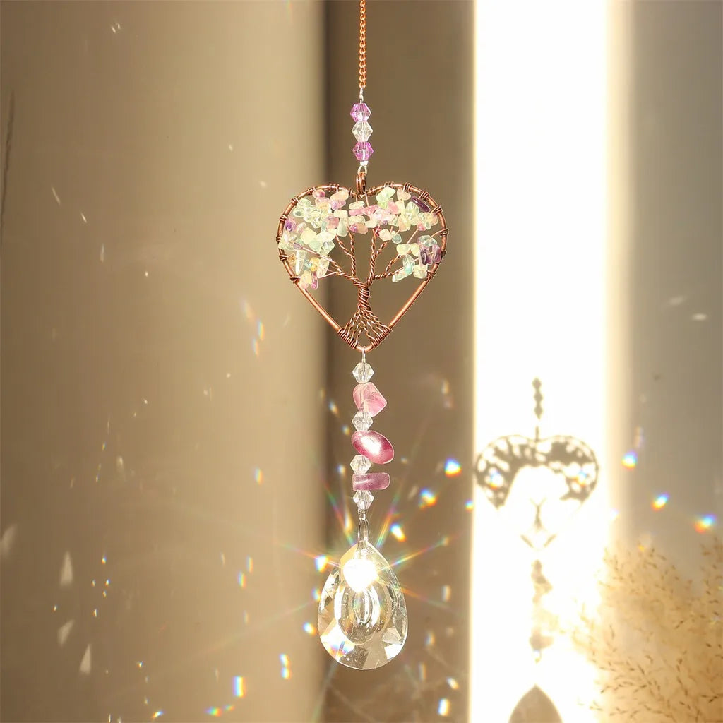 Copper Frame Crystal Chip Suncatcher Hanging Ornament