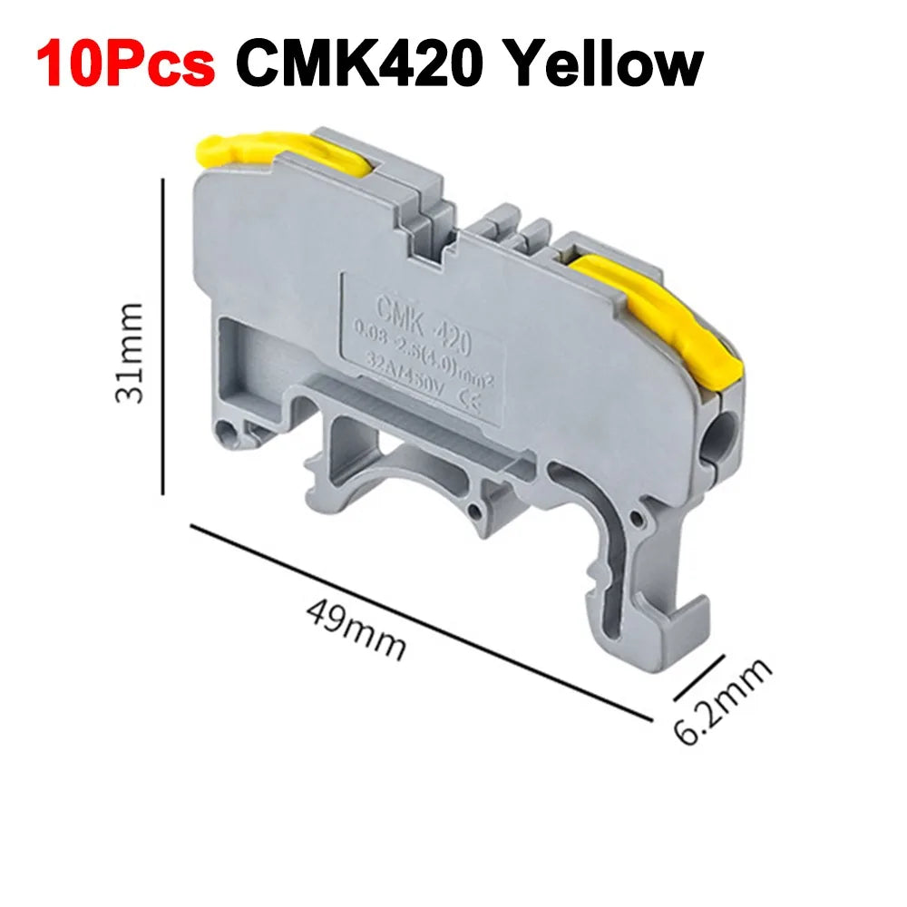 CMK420 DIN Rail Terminal Block 450V 32A 4mm² Lever Type 10-Pack