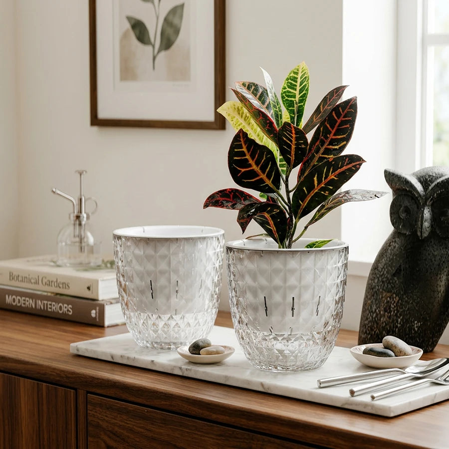 Self-Watering Double Layer Plant Pot with Clear Reservoir