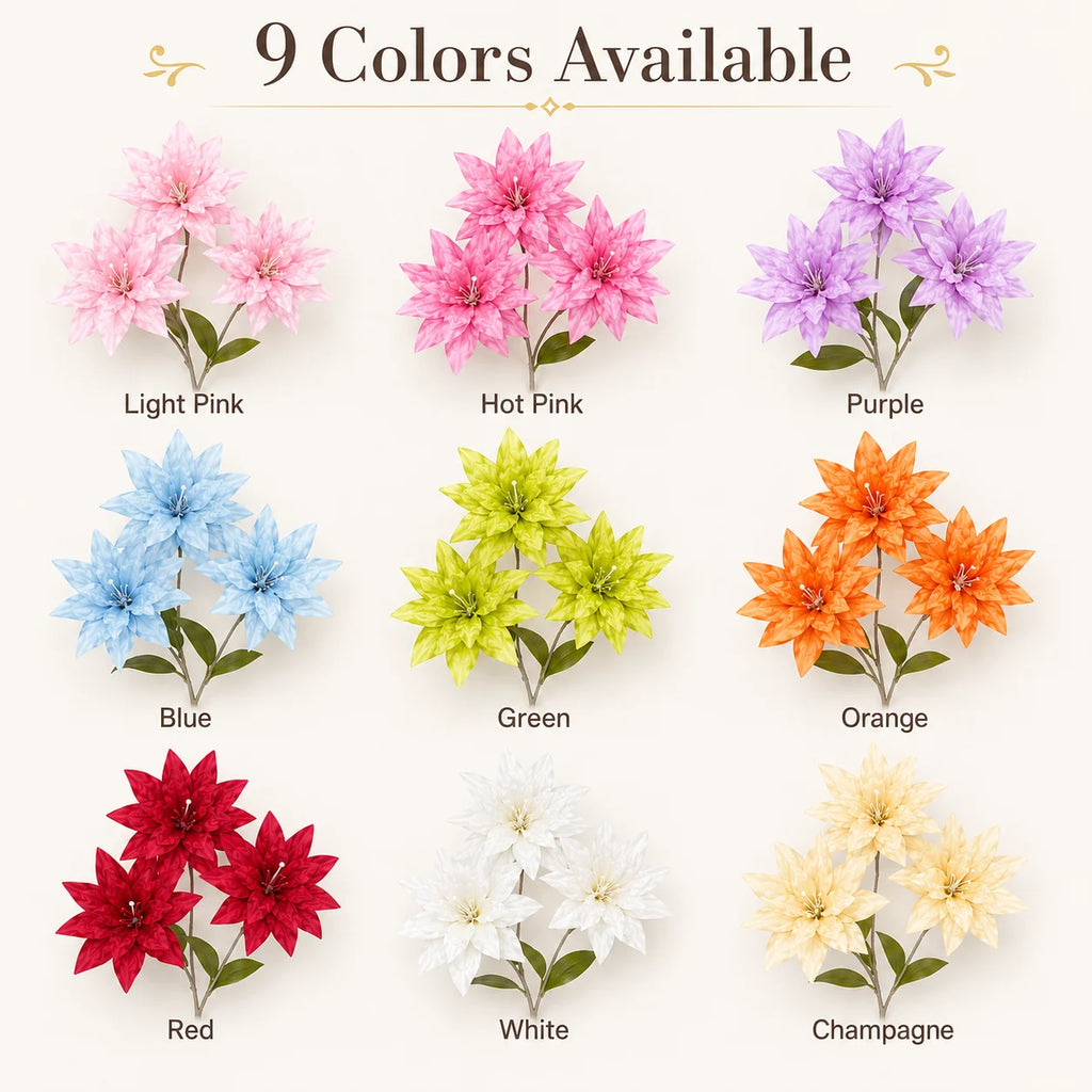 3-Stem Artificial Lily Branches 68cm | Faux Floral Home Decor