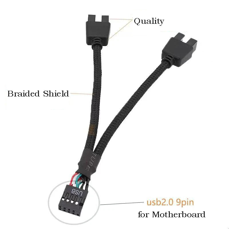 USB 9-Pin to Dual 9-Pin Motherboard Splitter Cable | 1 to 2