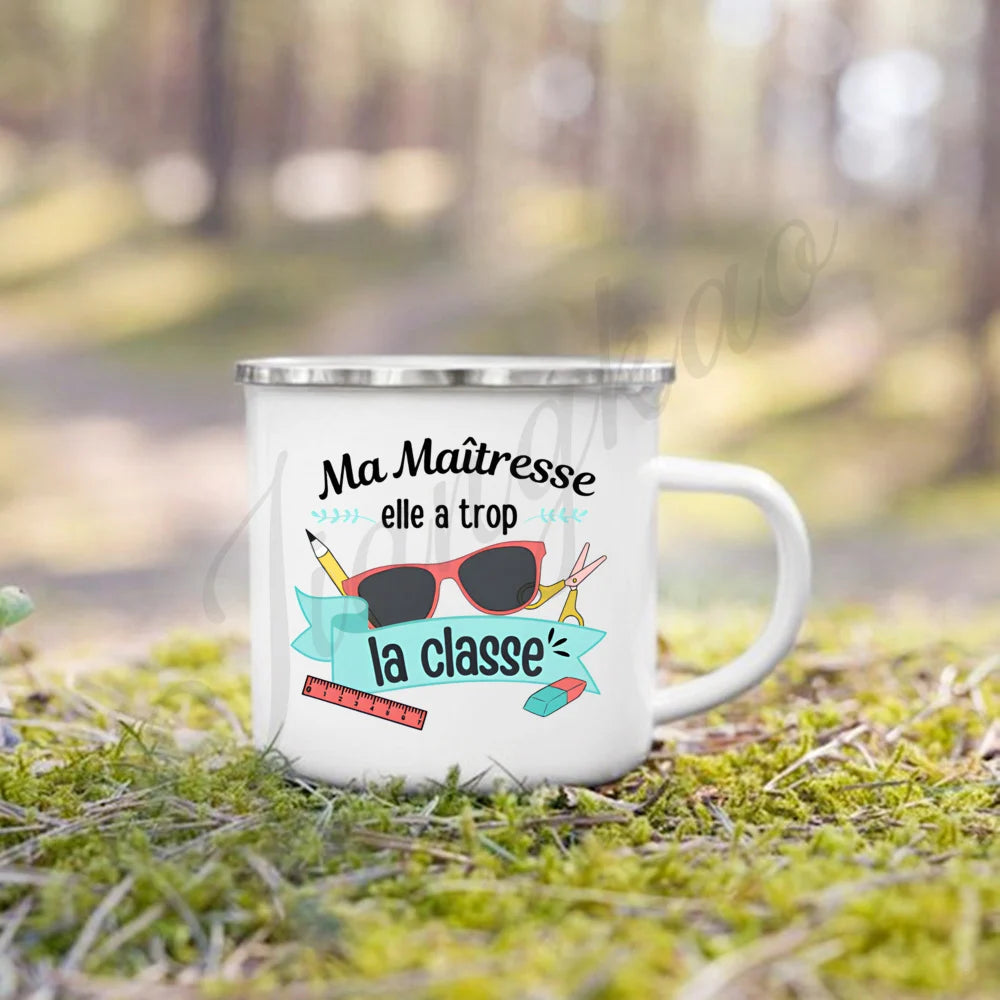 Vacation Print Enamel Coffee Mug | Teacher's Day Gift