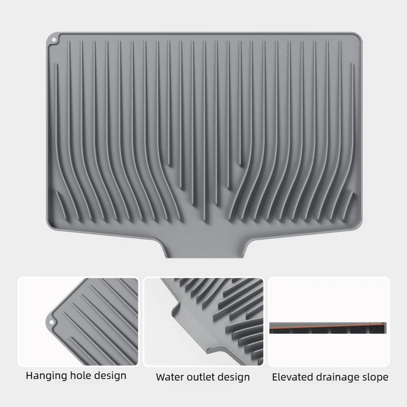 Silicone Inclined Drainage Drying Mat – Kitchen Sink & Counter