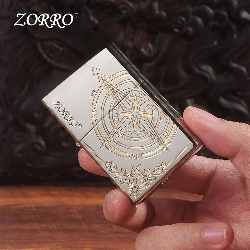 ZORRO Nickel Carving Windproof Lighter – Love Compass Design