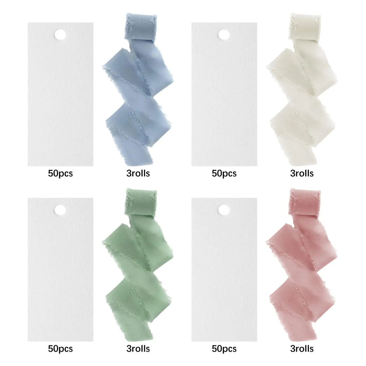 Blank Place Cards with Ribbon – 50-Pack Wedding & Party Name Cards