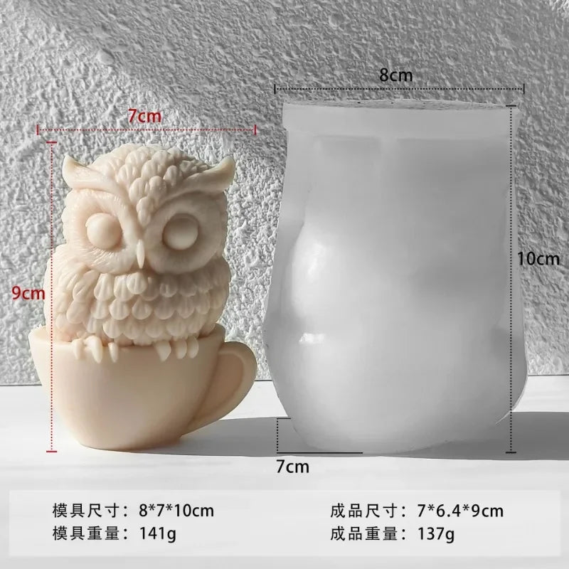 3D Owl Silicone Mold – Candle, Resin, Soap & Plaster DIY