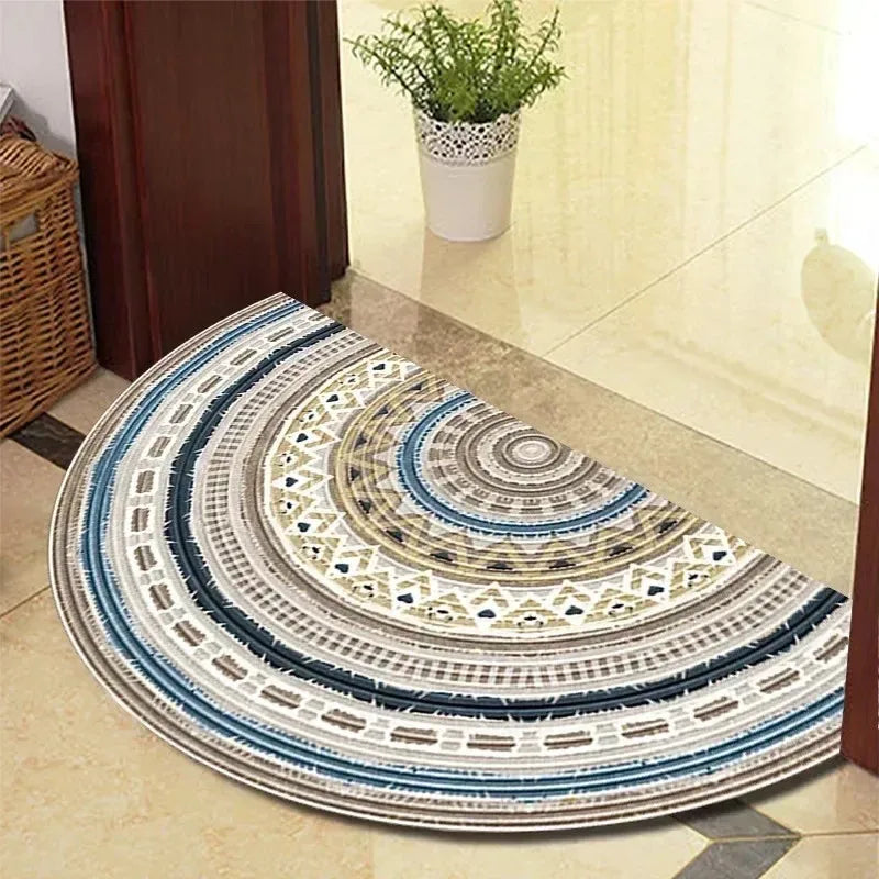 Semi-Circular Vintage Floral Non-Slip Floor Mat | Porch & Entry