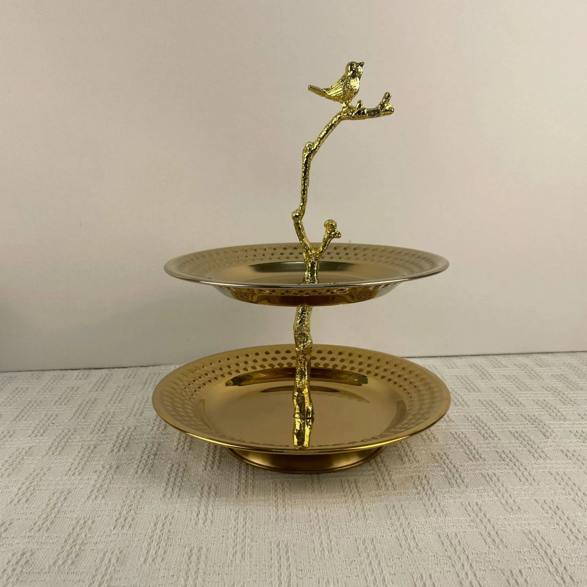 2-Tier Metal Serving Tray Stand | Decorative Fruit & Pastry Holder