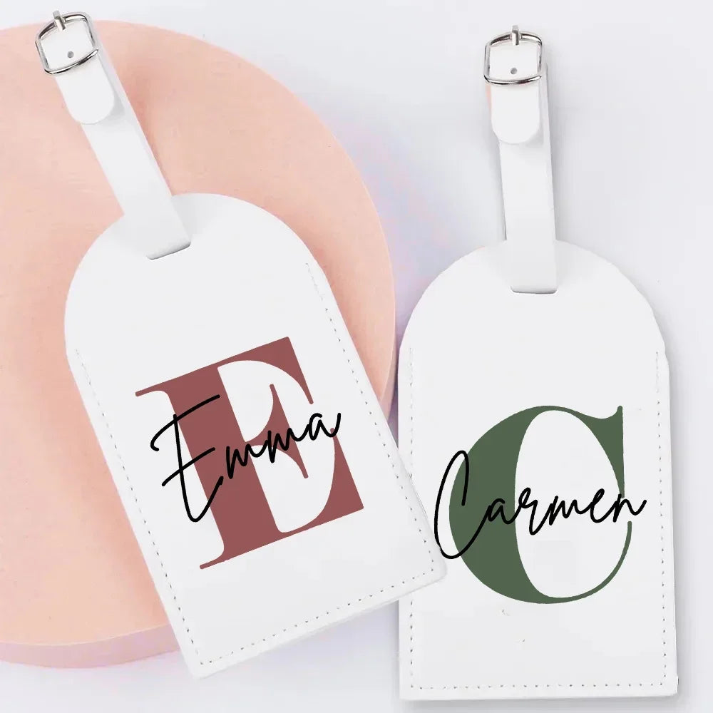 Personalised Monogram PU Leather Luggage Tag – Custom Initial