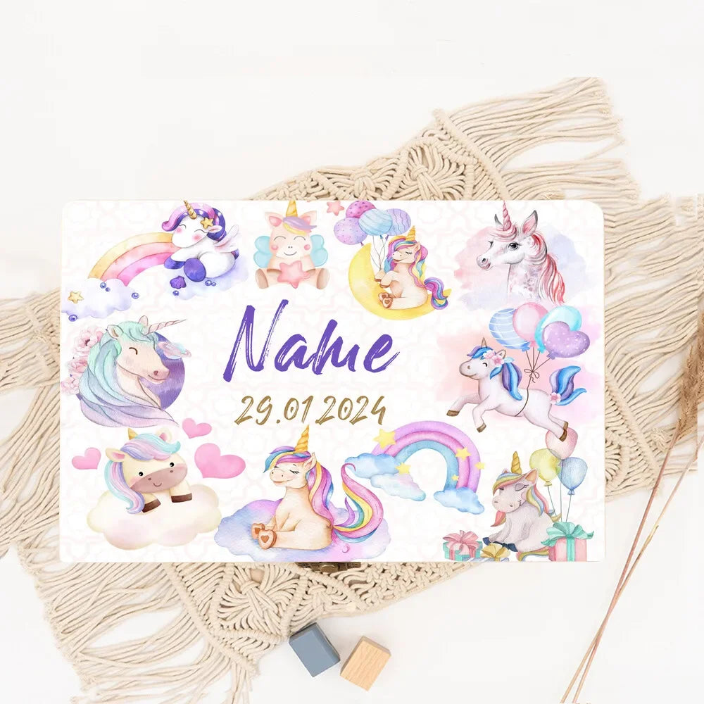 Personalized Unicorn Wooden Baby Memory Keepsake Box