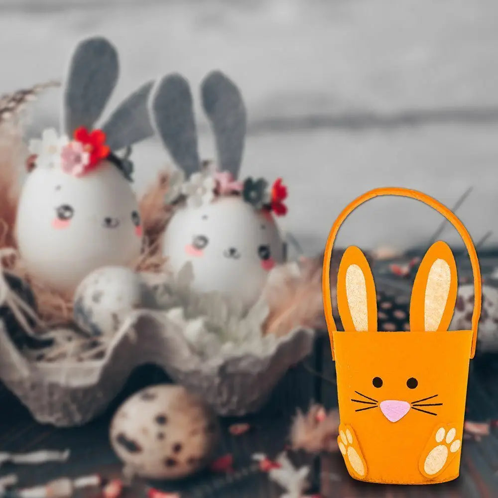 Easter Egg Basket Bunny Non-Woven Candy Bucket Gift Bag Kids