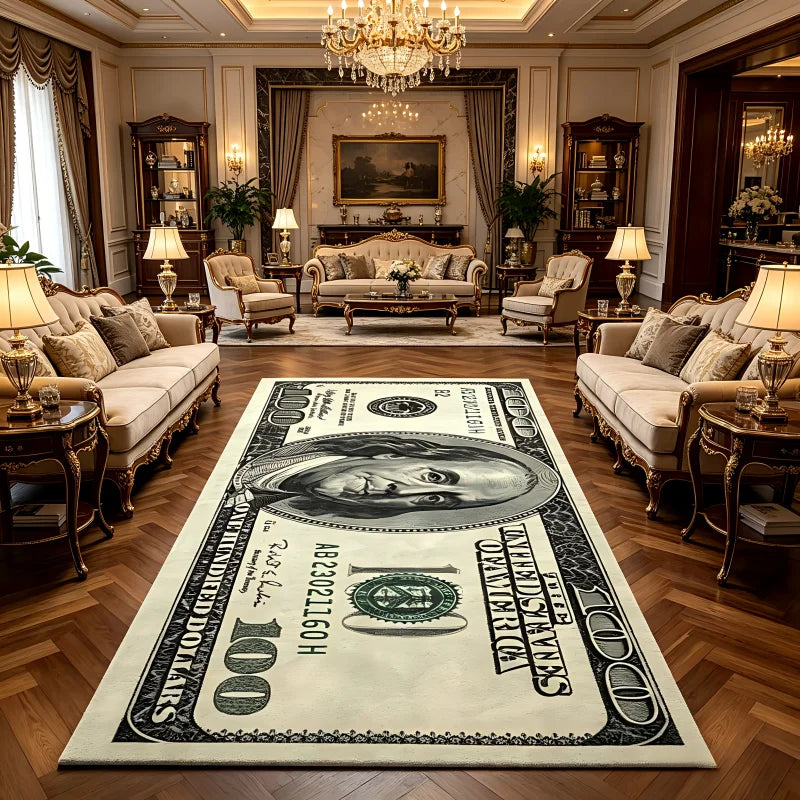 Dollar Money Print Area Rug | Non-Slip Stain Resistant Floor Mat