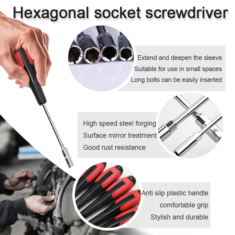 9mm Hex Socket Screwdriver – Anti-Slip Rubber Handle Tool