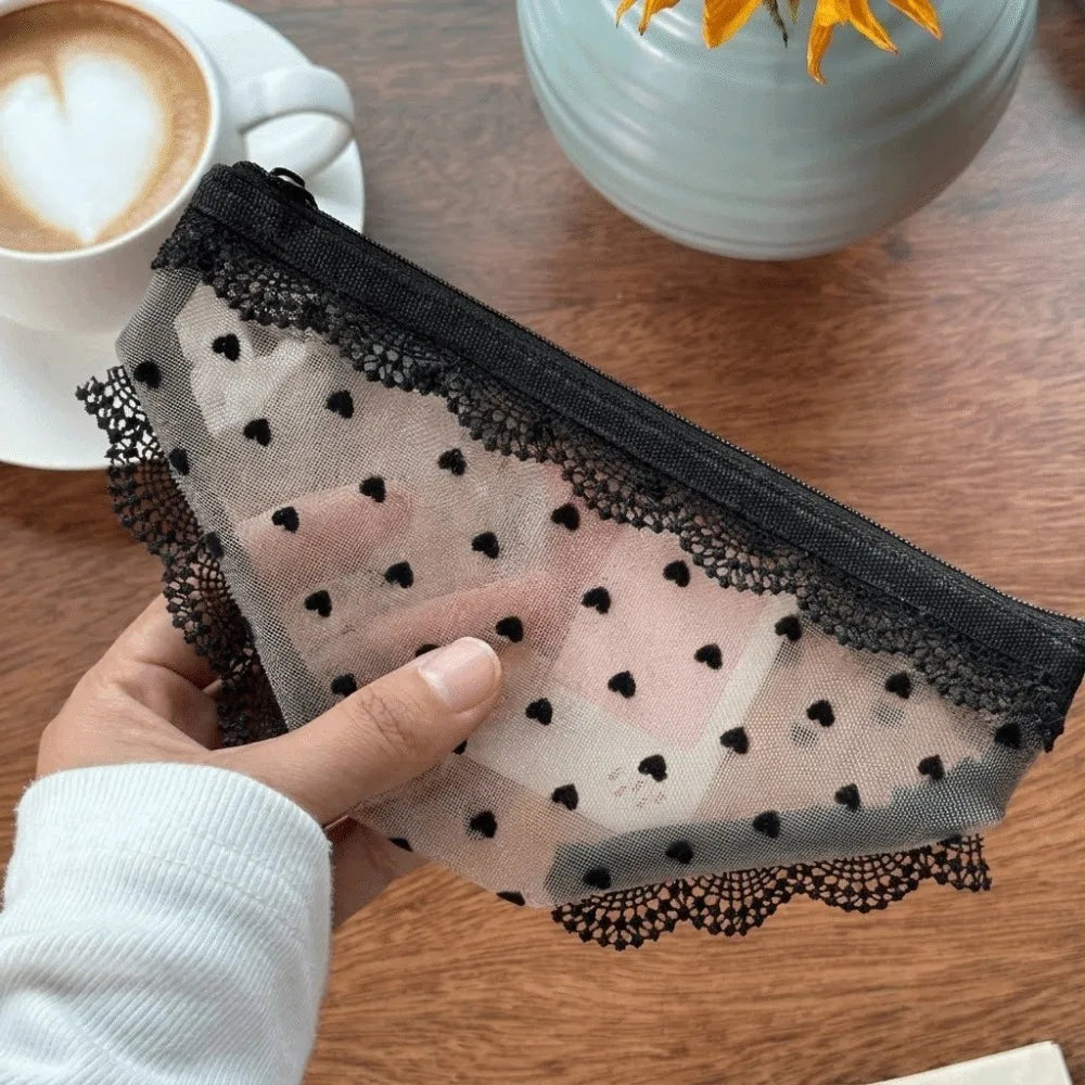 Y2K Briefs Shape Cosmetic Bag – Lace Mesh Makeup Travel Pouch