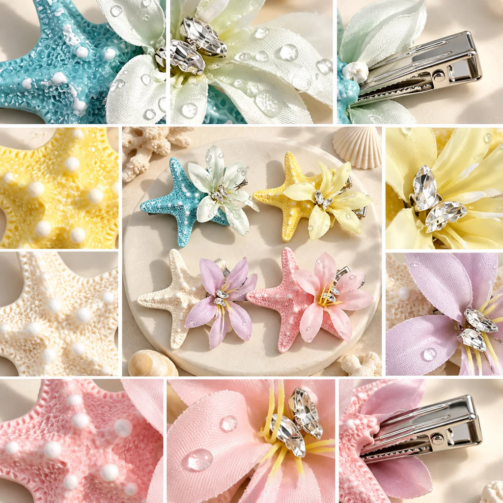 Ocean Starfish Preserved Flower Hair Clip – Beach Barrette