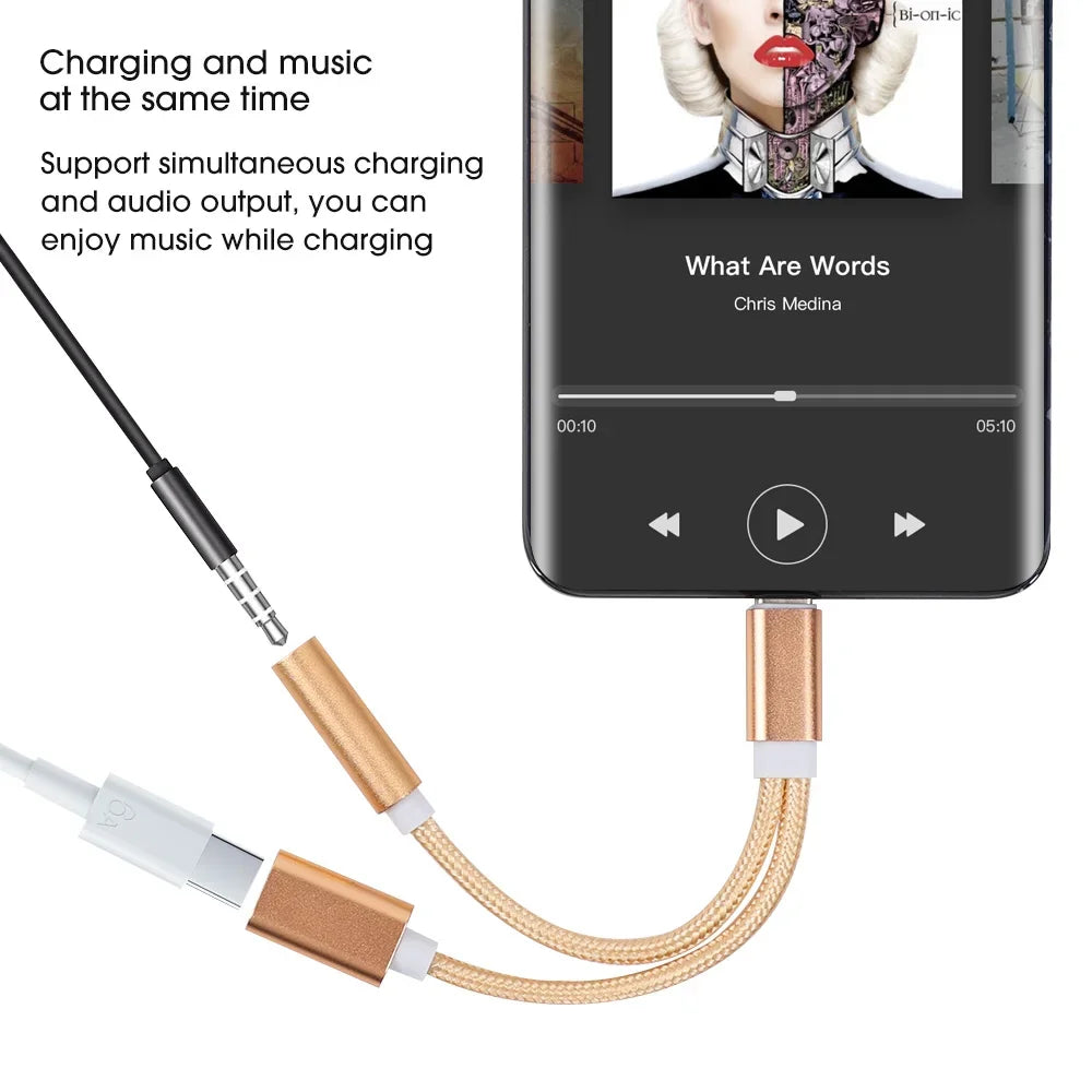 2-in-1 USB-C to 3.5mm Audio & Charging Adapter Cable