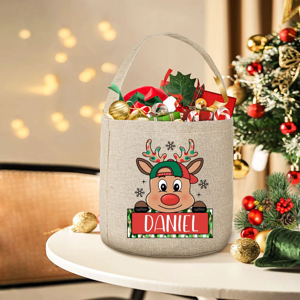 Custom Christmas Santa Sack – Linen Xmas Gift Bag for Kids