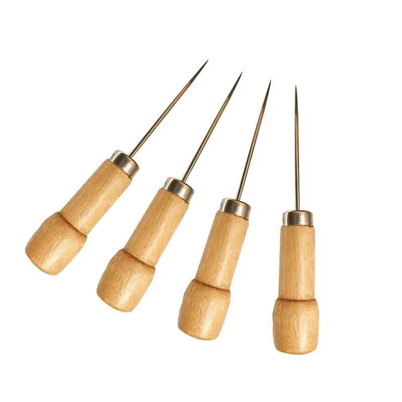 Leather Stitching Awl – Wood Handle Hole Punch Sewing Tool
