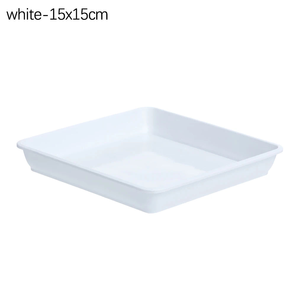 Square Plant Saucer Drip Tray – BPA-Free, 6 Sizes Indoor/Outdoor