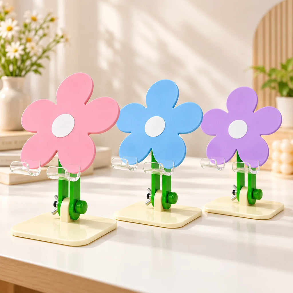 Cute Flower Phone Stand – Foldable Adjustable Desktop Holder