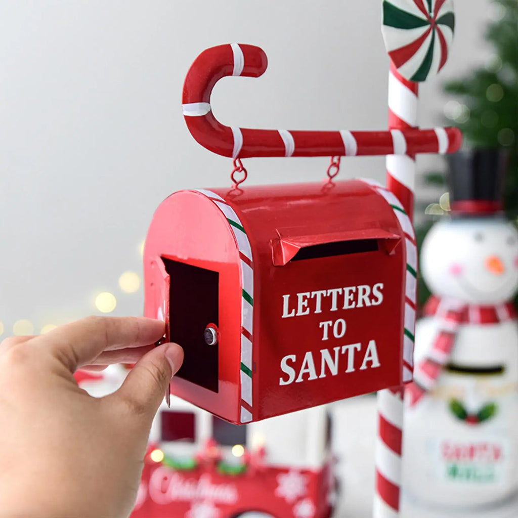 Christmas Metal Mailbox Statue | Iron Figurine Garden Décor