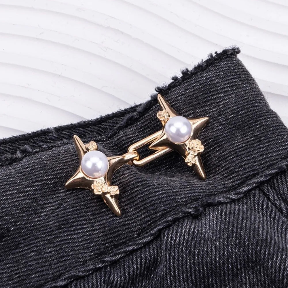 Pearl Jean Waist Cinch Buckle – No-Sew Adjustable Button Pin