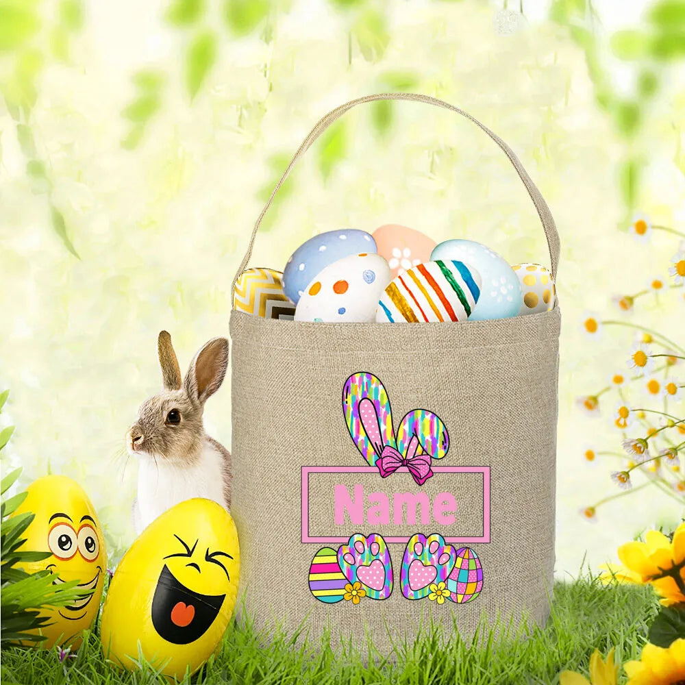 Personalized Easter Basket Tote Bag | Custom Name Candy Bucket