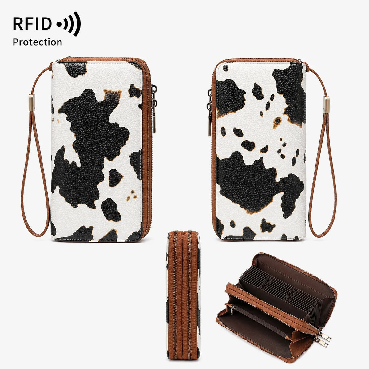 RFID Blocking Women's Long Wristlet Wallet | Double Zipper