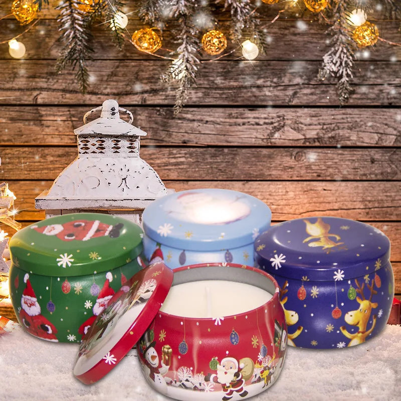 Christmas Round Tin Candy Jar – Festive Metal Storage Can