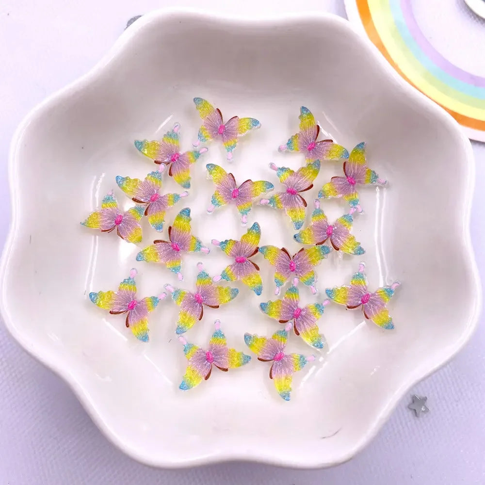 50pcs Glitter Resin Butterfly Flatback Rhinestones – DIY Nail Art