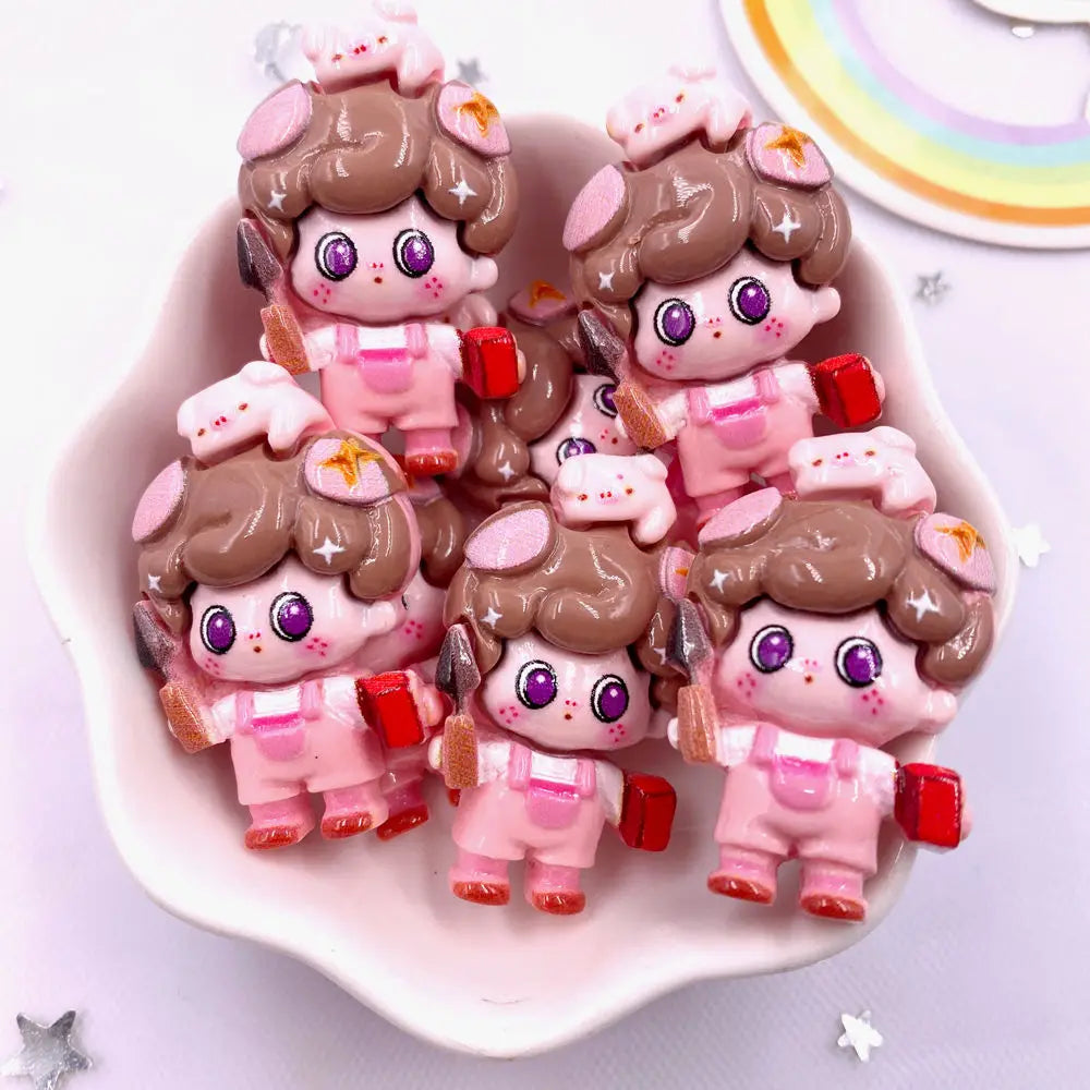Resin Kawaii Princess & Prince Flatback Figurines – 6PC Craft