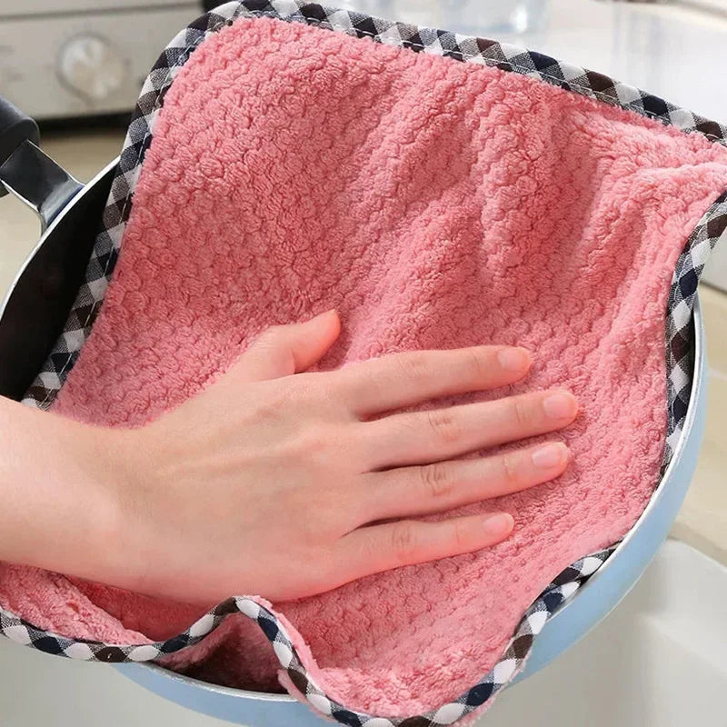 Double-Sided Coral Fleece Microfiber Cleaning Cloth 25x25cm