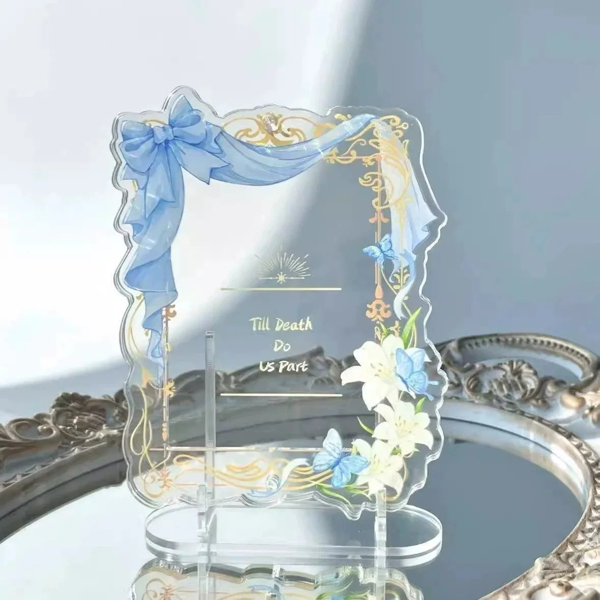 Wedding Bow Floral Acrylic Photo Frame – 3" Polaroid Stand