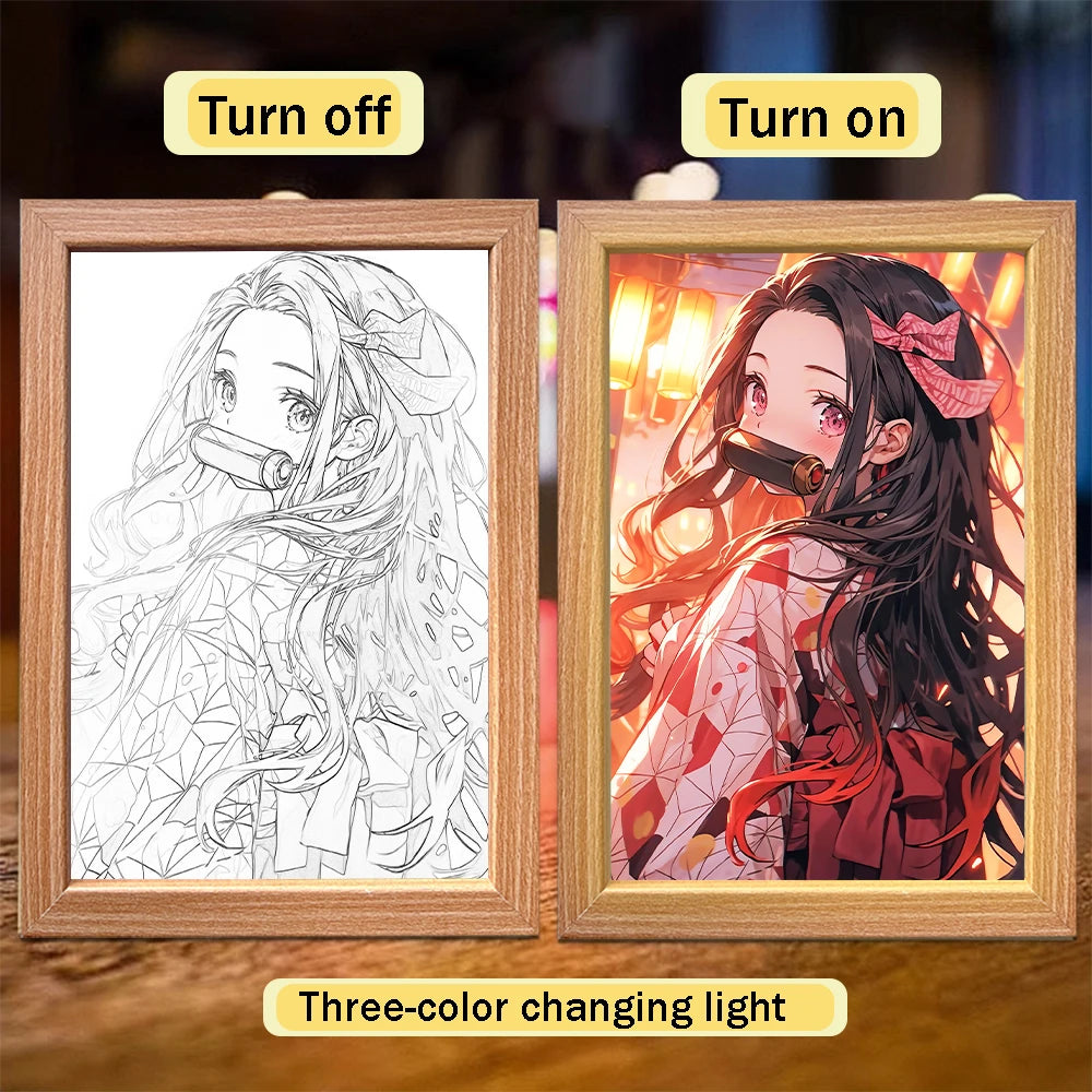 Tanjiro Kamado LED Night Light Frame | Demon Slayer Anime Lamp