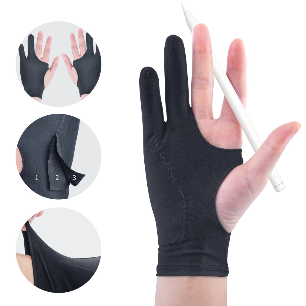 2-Finger Drawing Gloves – Anti-Smudge Tablet Sketch Gloves
