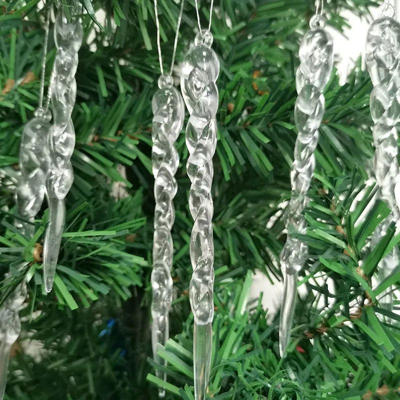 12-Pack Transparent Ice Cone Christmas Tree Pendants | DIY Décor