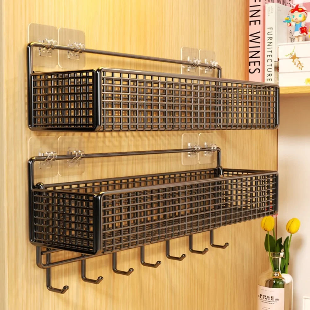 No-Drill Wall Hanging Storage Basket – Dorm Bedside Shelf