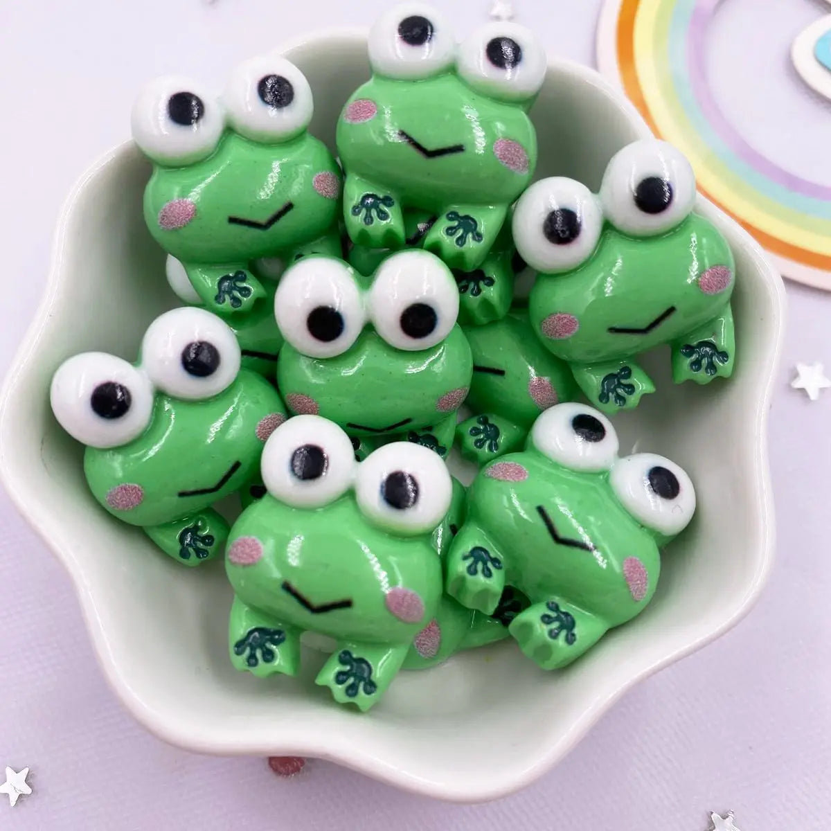 10-Piece Resin Frog Flatback Figurines for DIY Crafts & Scrapbooking