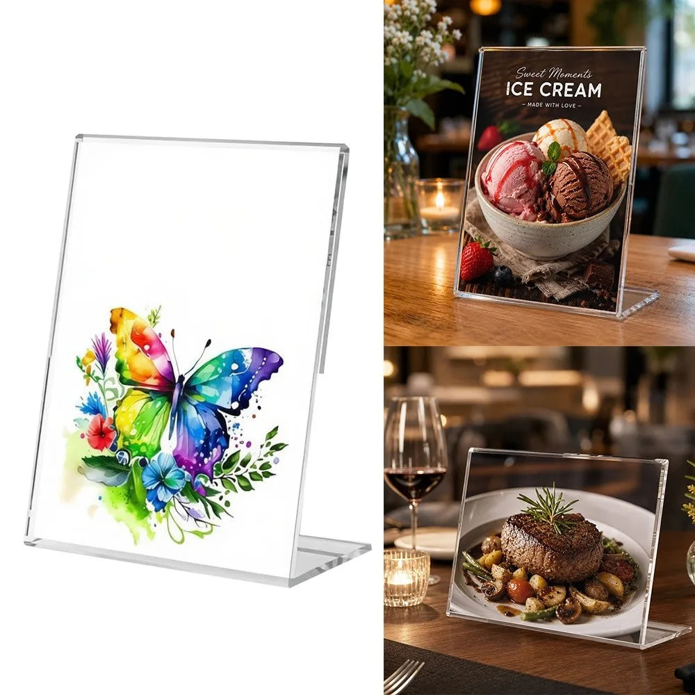 A4/A5 Clear Acrylic L-Type Table Sign & Menu Display Stand