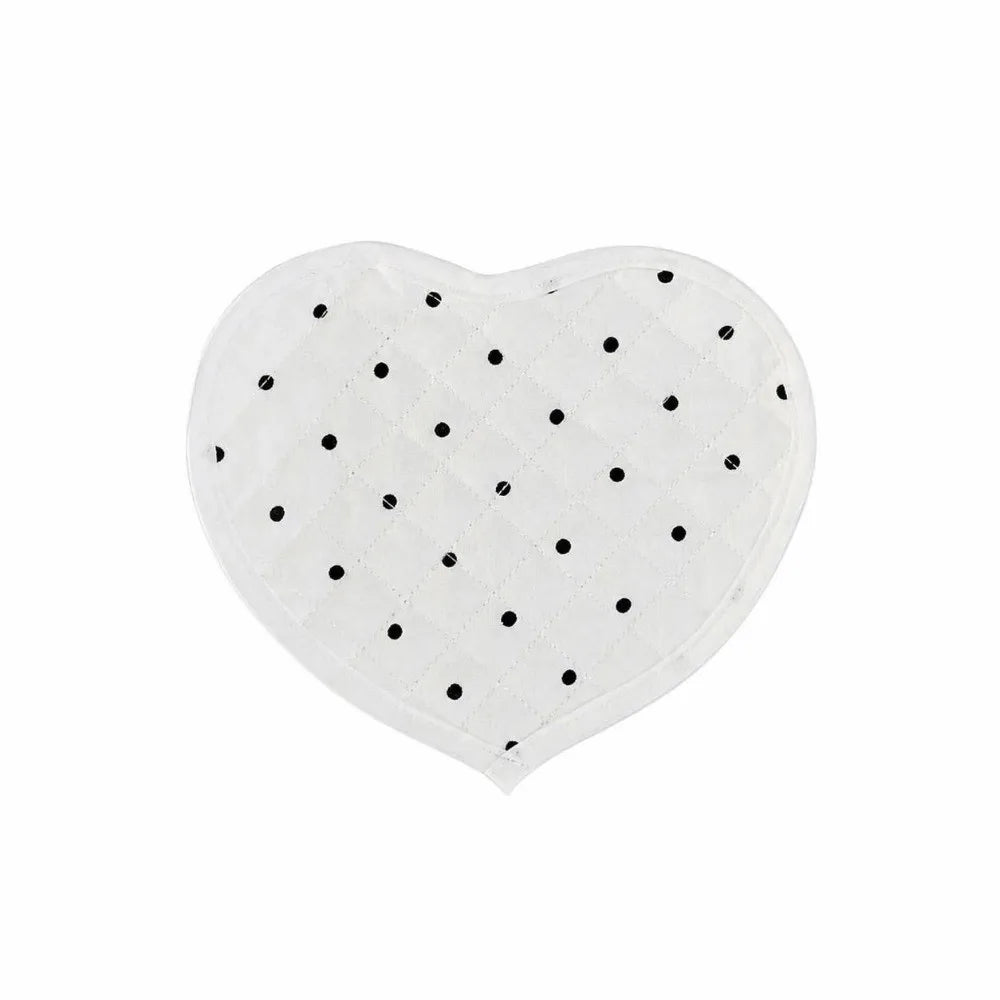 Heart-Shaped Quilted Fabric Placemat & Coaster – Polka Dot