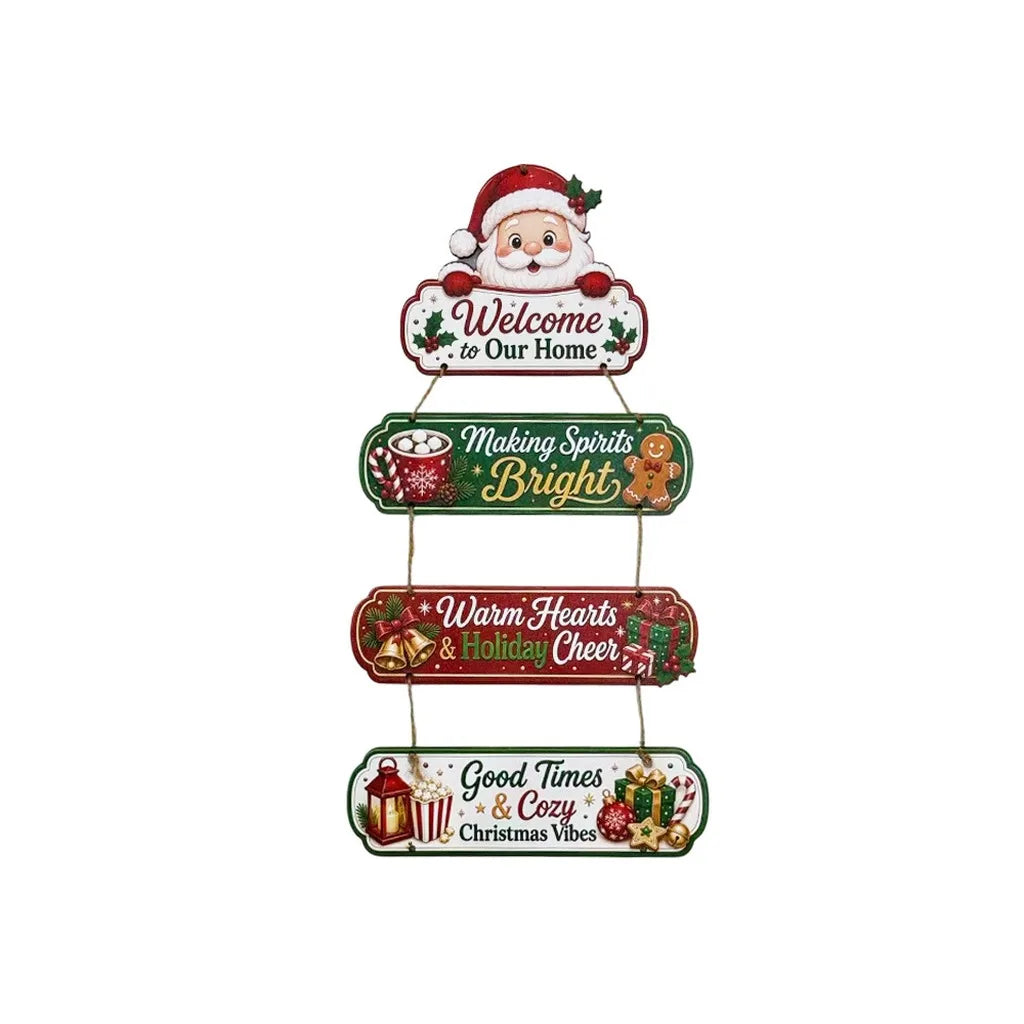 Wooden Holly Jolly Christmas Hanging Sign | Door & Wall Decor