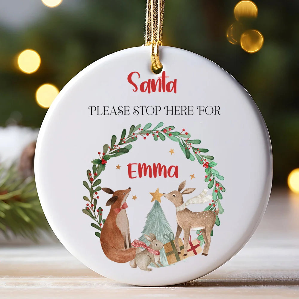 Personalized Christmas Ceramic Ornament – Custom Name Kids