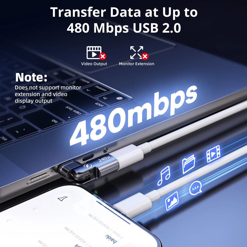 Magnetic USB-C OTG Adapter 240W PD Fast Charging & Data