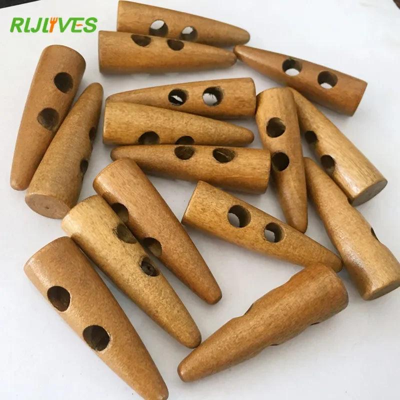 Oval Natural Wood Buttons for Sewing & Scrapbooking – 25 Pack