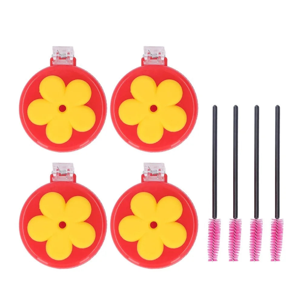 4-Pack Flower Hummingbird Clip Feeder Set with Brushes